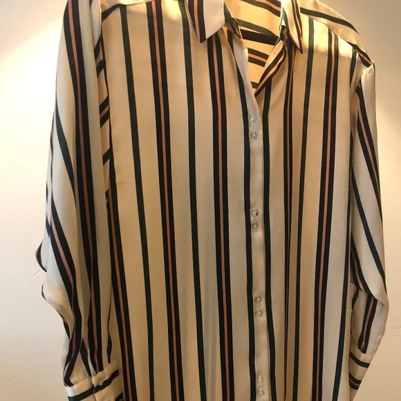 Zara Striped Silky Blouse - Picture 4 of 4